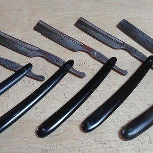 Vintage E A Berg Straight Razors with leather case